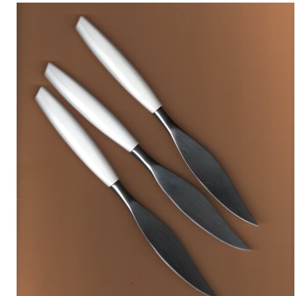 Set Of 3 Mode Danish Steak Knives England Starburst Atomic Pattern MCM Dining - Picture 4 of 4